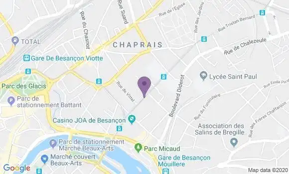 Localisation Crédit Mutuel Agence de Besançon Fontaine Argent