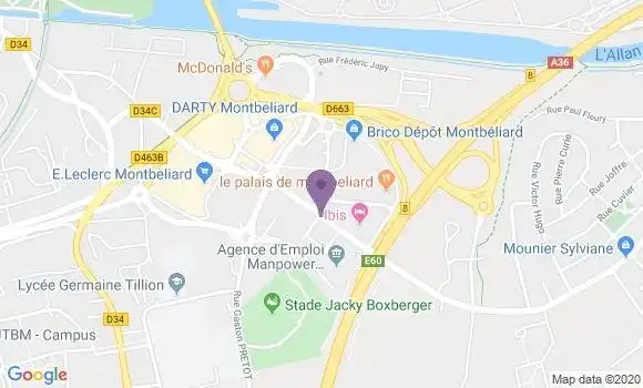Localisation Crédit Mutuel Agence de Montbéliard Pied des Gouttes