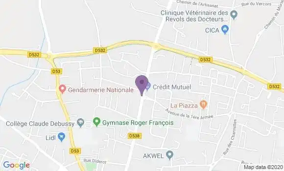 Localisation Crédit Mutuel Agence de Romans sur Isère Nord