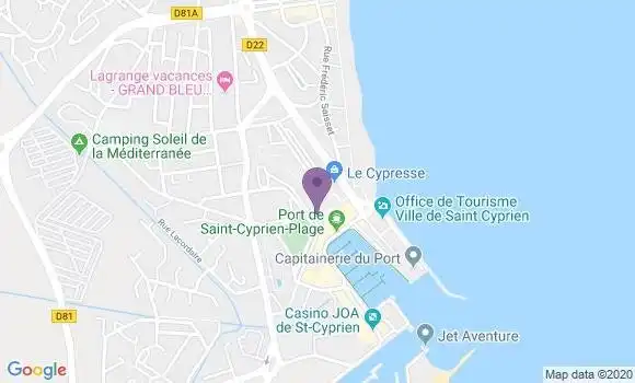 Localisation Société Générale Agence de Saint Cyprien Plage