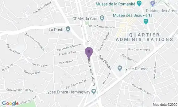 Localisation Crédit Mutuel Agence de Nîmes Jean Jaurès