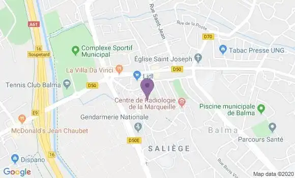 Localisation Crédit Mutuel Agence de Balma