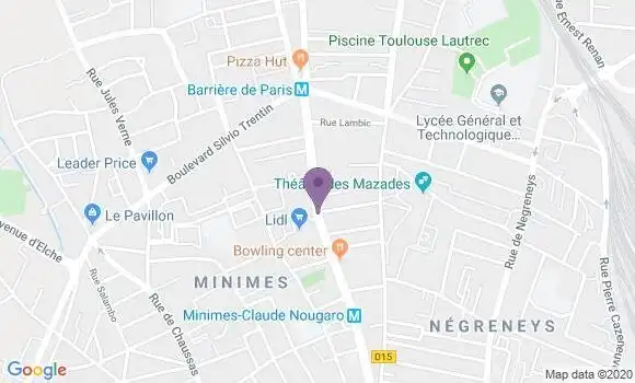 Localisation Crédit Mutuel Agence de Toulouse Minimes