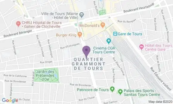Localisation Crédit Mutuel Agence de Tours Grammont