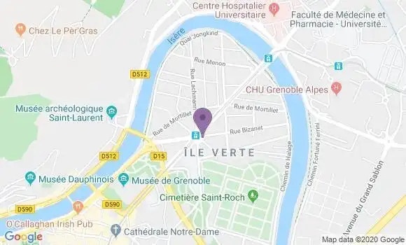 Localisation Crédit Mutuel Agence de Grenoble Ile Verte