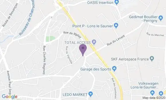 Localisation Crédit Mutuel Agence de Lons le Saunier la Marjorie