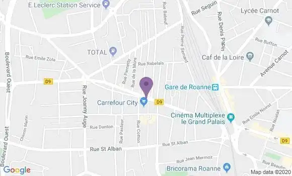 Localisation Crédit Mutuel Agence de Roanne Mulsant