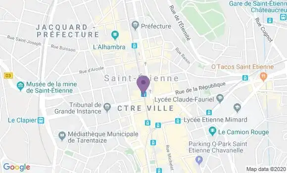 Localisation Crédit Mutuel Agence de Saint Etienne Hôtel de Ville
