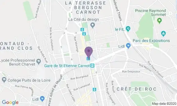 Localisation Crédit Mutuel Agence de Saint Etienne Carnot