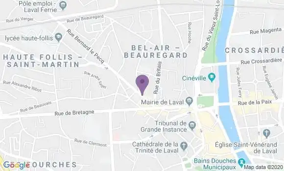 Localisation Crédit Mutuel Agence de Laval Bretagne