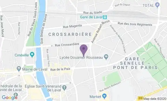 Localisation Crédit Mutuel Agence de Laval Trois Croix