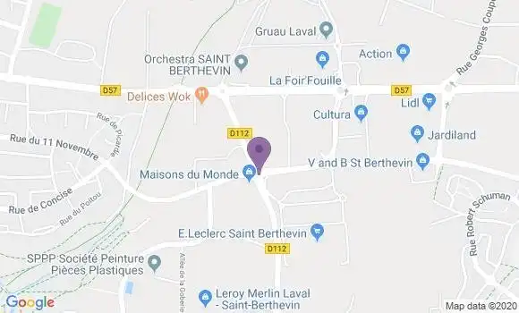 Localisation Crédit Mutuel Agence de Saint Berthevin Parc des Loges