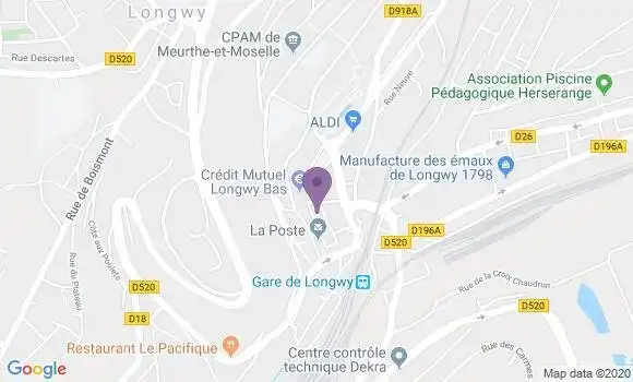Localisation Crédit Mutuel Agence de Longwy Bas