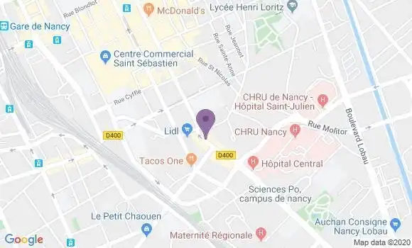 Localisation Crédit Mutuel Agence de Nancy Place des Vosges