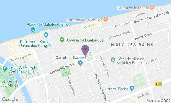 Localisation Crédit Mutuel Agence de Dunkerque Malo