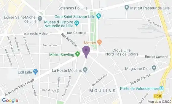 Localisation Crédit Mutuel Agence de Lille Rue des Postes