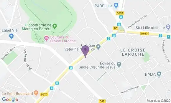 Localisation Crédit Mutuel Agence de Marcq en Baroeul