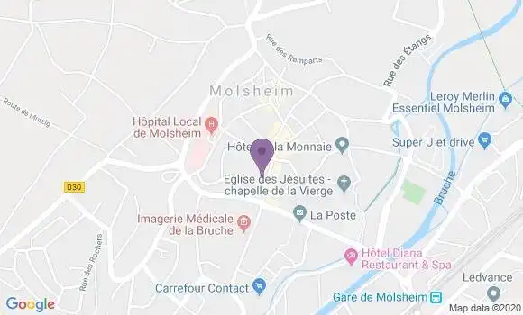Localisation Société Générale Agence de Molsheim