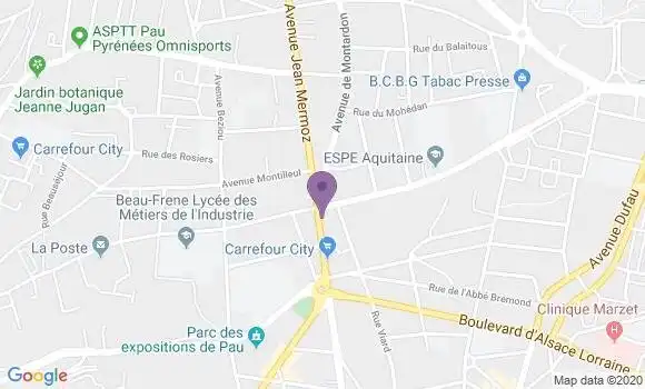 Localisation Crédit Mutuel Agence de Pau Mermoz