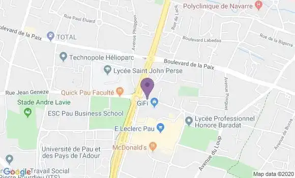 Localisation Crédit Mutuel Agence de Pau Université