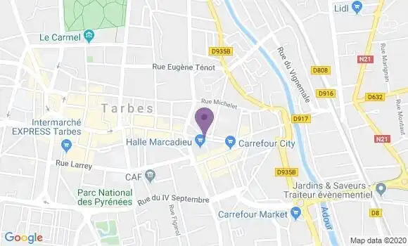 Localisation Crédit Mutuel Agence de Tarbes