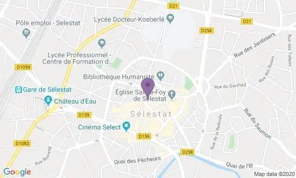 Localisation Crédit Mutuel Agence de Sélestat Scherwiller