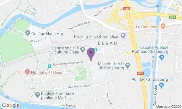Localisation Crédit Mutuel Agence de Strasbourg Elsau