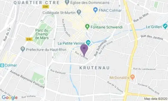 Localisation Crédit Mutuel Agence de Colmar Bartholdi Turenne
