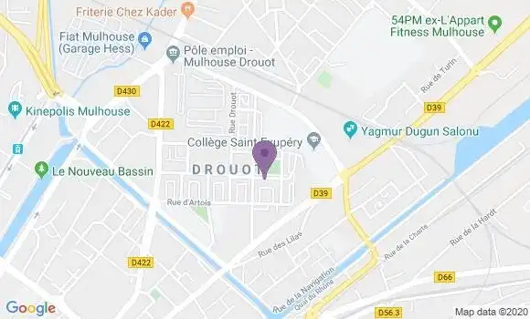 Localisation Crédit Mutuel Agence de Mulhouse Drouot