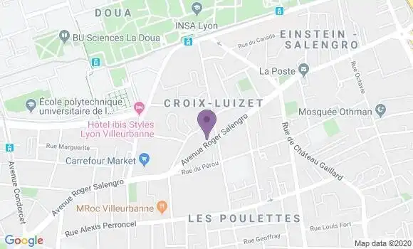 Localisation Crédit Mutuel Agence de Villeurbanne