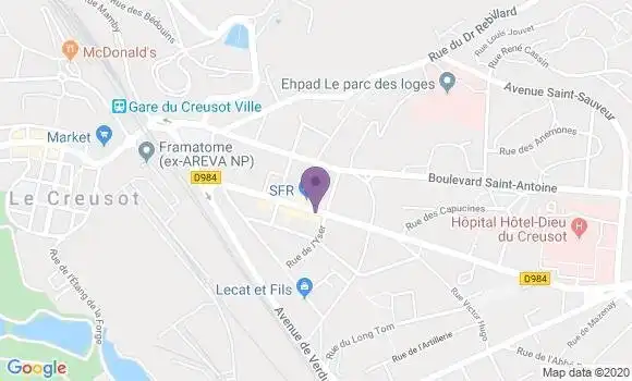 Localisation Crédit Mutuel Agence de Le Creusot Foch
