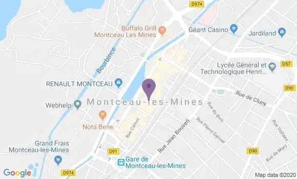 Localisation Crédit Mutuel Agence de Montceau les Mines