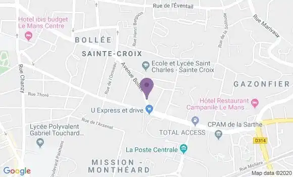 Localisation Crédit Mutuel Agence de Le Mans Bollee