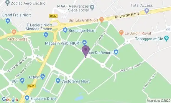 Localisation Crédit Mutuel Agence de Niort Mendès