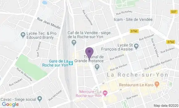 Localisation Crédit Mutuel Agence de La Roche sur Yon Molière