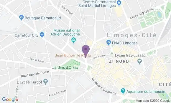 Localisation Crédit Mutuel Agence de Limoges Aine