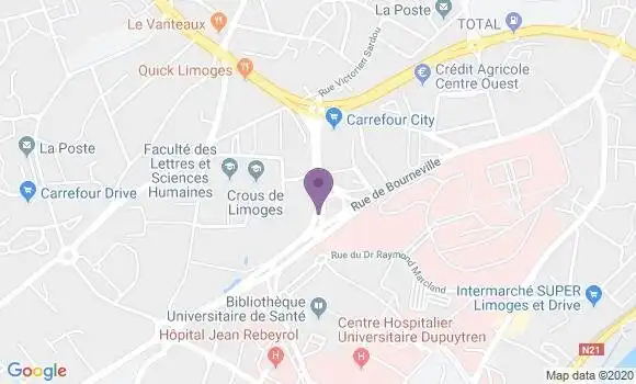 Localisation Crédit Mutuel Agence de Limoges Vanteaux