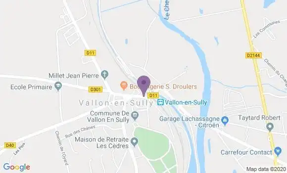 Localisation Banque Populaire Agence de Vallon en Sully