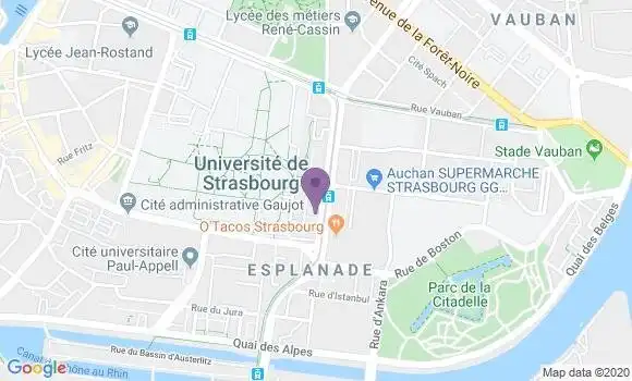 Localisation Société Générale Agence de Strasbourg Esplanade