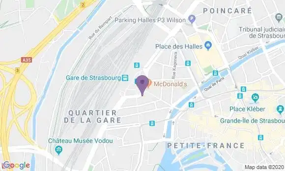 Localisation Société Générale Agence de Strasbourg Gare