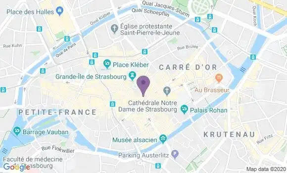 Localisation Société Générale Agence de Strasbourg Gutenberg