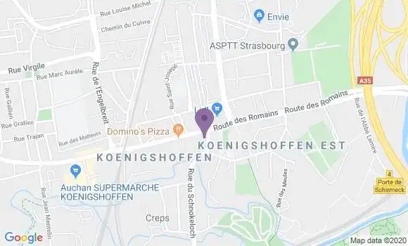 Localisation Société Générale Agence de Strasbourg Koenigshoff