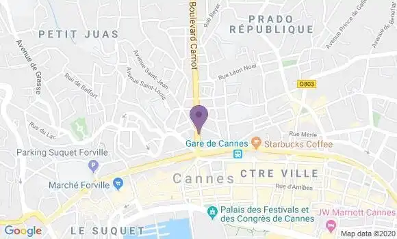 Localisation Banque Populaire Agence de Cannes Carnot