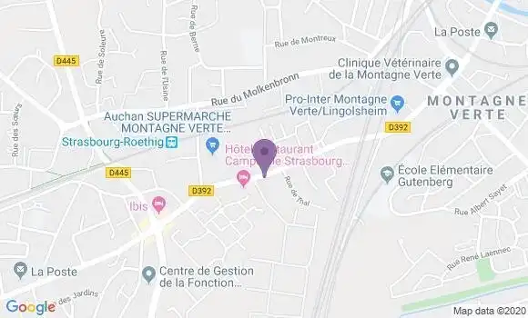 Localisation Société Générale Agence de Strasbourg Montagne Verte