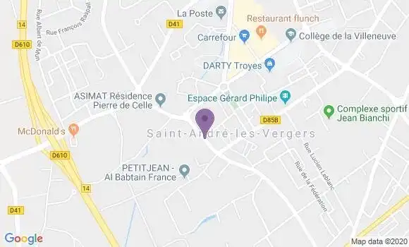 Localisation Banque Populaire Agence de Saint André les Vergers