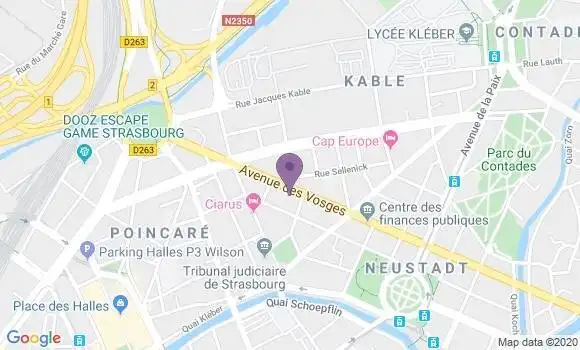 Localisation Société Générale Agence de Strasbourg Vosges