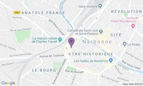 Localisation Banque Populaire Agence de Narbonne Pyrénées