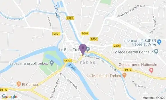 Localisation Banque Populaire Agence de Trèbes