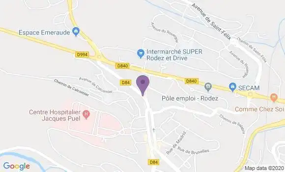 Localisation Banque Populaire Agence de Rodez Bourran