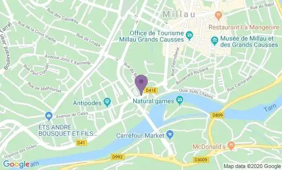 Localisation Banque Populaire Agence de Millau Industrie